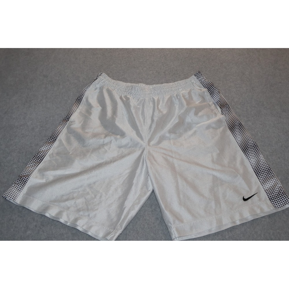 Nike Basketball Gym Shorts Mens XL Shiny White Polka Dot Mesh Athletic Gym